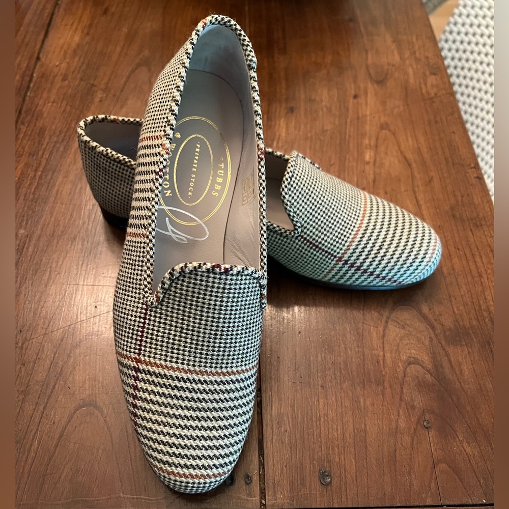 Stubbs and Wootton Women’s Russell tweed plaid loafers size 8